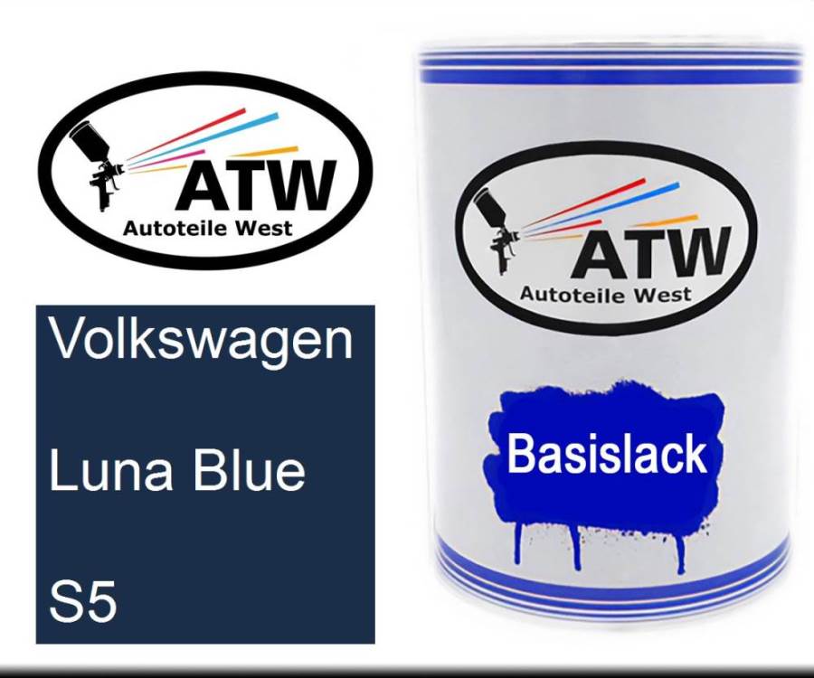 Volkswagen, Luna Blue, S5: 500ml Lackdose, von ATW Autoteile West.